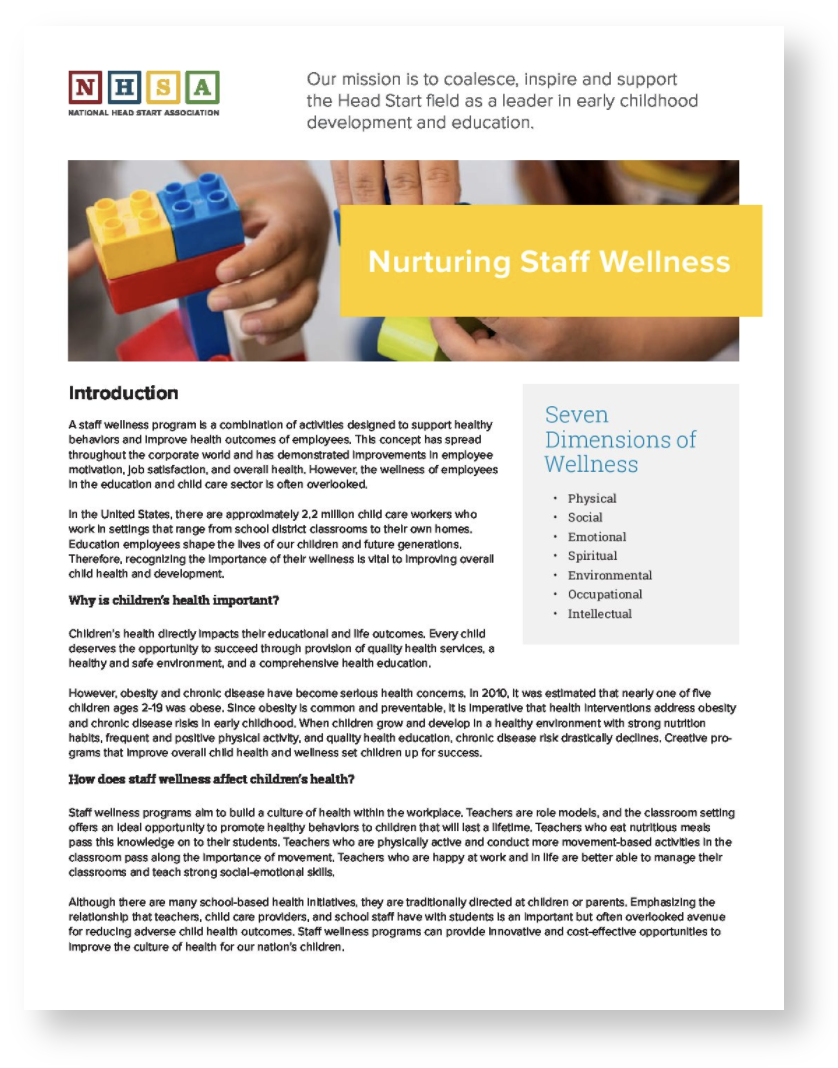 Toolkit Nurturing Staff Wellness NHSA
