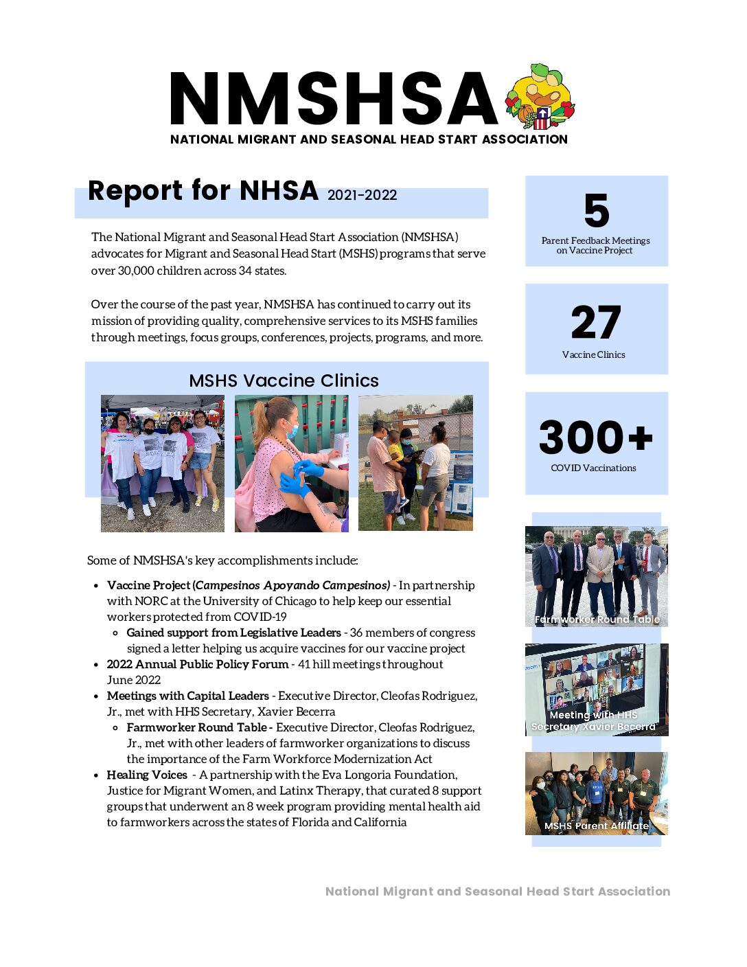 National Migrant and Seasonal Head Start Association Profile NHSA